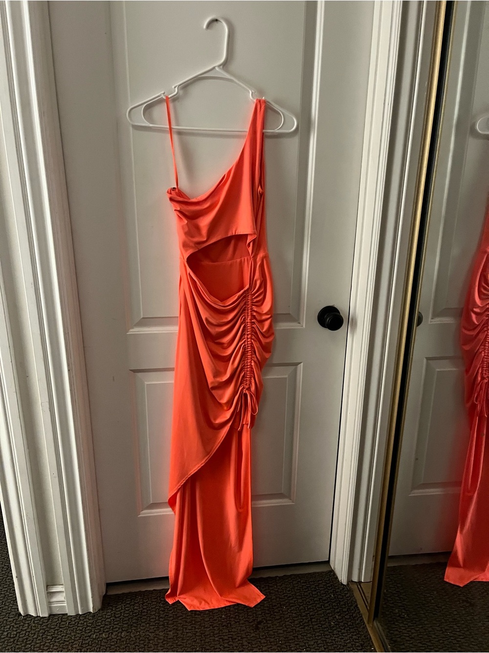 superdown One-Shoulder Cutout Ruched Maxi Dress - Coral